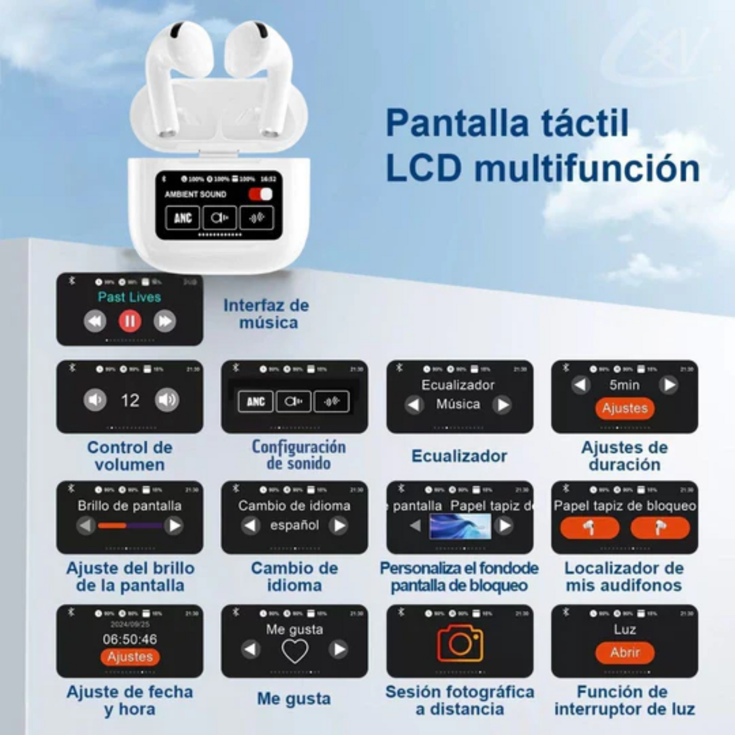 Audifonos Pro Bluetooth Pantalla Táctil